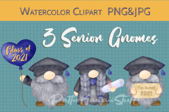 Download Watercolor Senior Gnomes Graduation 2021 - Graduation Collection