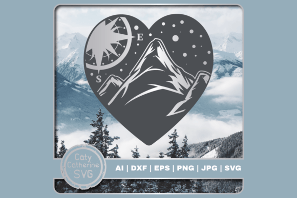 Download Mountains &amp; Compass Love Heart SVG - Heart svg Collection