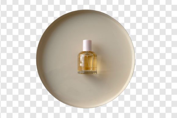 Download #1916 Bottle of Perfume on a Plate Top View Isolated - 1916 Collection
