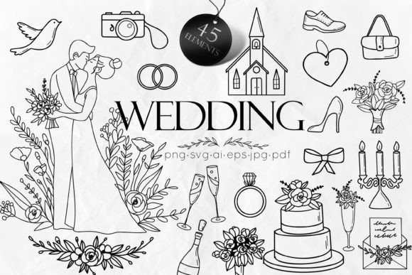 Download Wedding Doodle Illustrations Vector - Illustrations Collection