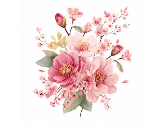Download 12 JPG Pink Floral Watercolor Set - Jpg Collection